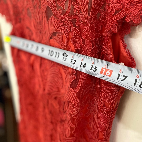 Tadashi Shoji Cherry Red Lace Sheath Dress - Picture 5 of 7